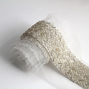 Wholesaleb elegance beaded pearl crystal trim by the yard for dresses