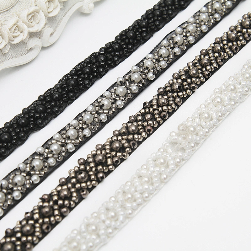 kavatar  wholesale new Handmade Bead lace Embroidered Tulle Trim wedding with Accessories Beads Crystals & Rhinestones