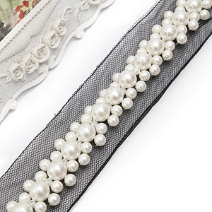 kavatar  wholesale new Handmade Bead lace Embroidered Tulle Trim wedding with Accessories Beads Crystals & Rhinestones
