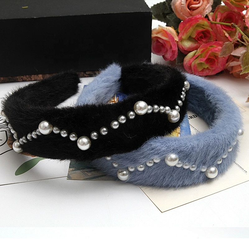 Factory sells colorful hair plush tie elastic creative fluffy fashion hair hoop birthday hairband Cute headband fur headband