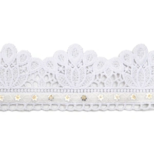 Wholesale sequins Lace Trim Water soluble lace white bridal lace trim Embroidery Sequin Tape For Dress cheap