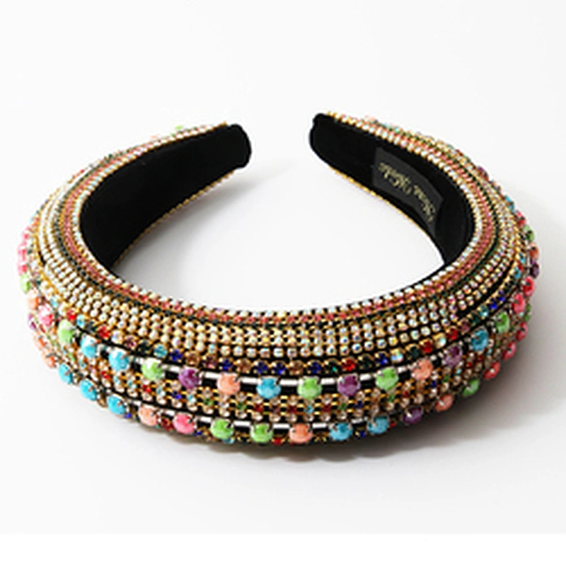 Manufacturers direct colorful beads with blue pearl headband bride with hand sewing Acrylic beads with the latest style bling