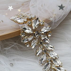 wholesale bling rhinestone trim Accessories  Sew on Hot-fix bodice applique white wedding dress Crystal belt for Bridal Dress