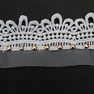 Wholesale 4cm Size Studs trim ribbon diy handmade costume dress sewing bead lace trim Design Rivets Trims