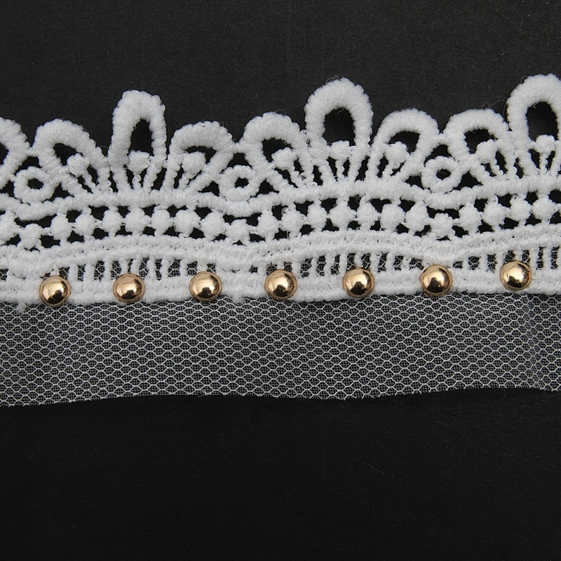 Wholesale 4cm Size Studs trim ribbon diy handmade costume dress sewing bead lace trim Design Rivets Trims