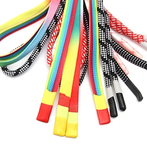 Wholesale  Cords Polyester Garment Drawstring rope Hoodie Rope flat rope Custom Garment Accessories Fashion Silicone End Tips