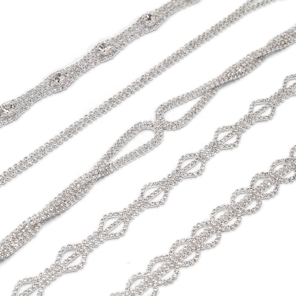 Wholesale Women Evening Party Dress Camisole  Plated tassel fringe alloy Rhinestone Chain Trim Bra Crystal Shoulder Strap