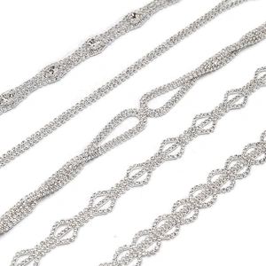 Wholesale Women Evening Party Dress Camisole  Plated tassel fringe alloy Rhinestone Chain Trim Bra Crystal Shoulder Strap