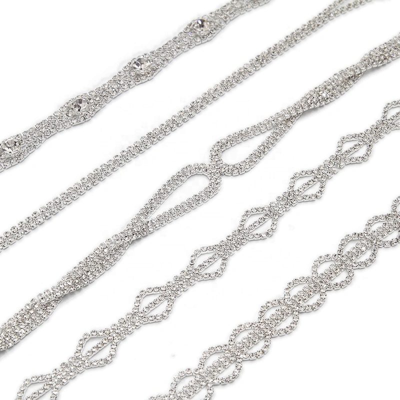 Wholesale Women Evening Party Dress Camisole  Plated tassel fringe alloy Rhinestone Chain Trim Bra Crystal Shoulder Strap