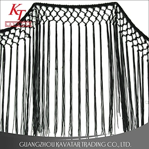 Kavatar Fashion Long Black Tassels Fringes Trim For Garment Decoration