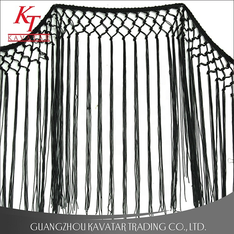 Kavatar Fashion Long Black Tassels Fringes Trim For Garment Decoration