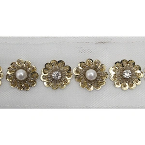 kavatar  wholesale new Handmade Bead lace Embroidered Tulle Trim wedding with Accessories Beads Crystals & Rhinestones