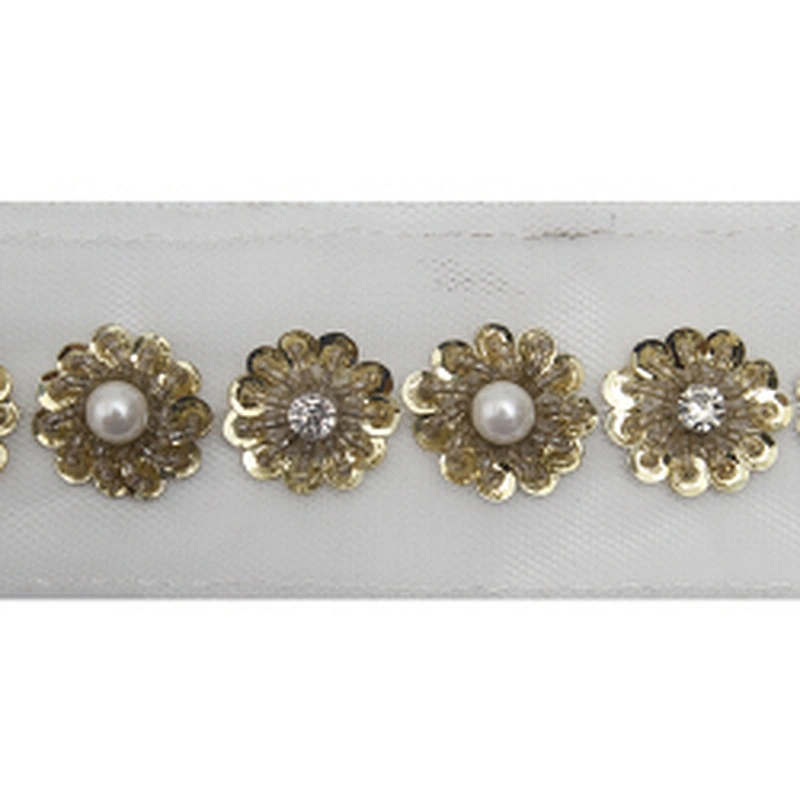 kavatar  wholesale new Handmade Bead lace Embroidered Tulle Trim wedding with Accessories Beads Crystals & Rhinestones