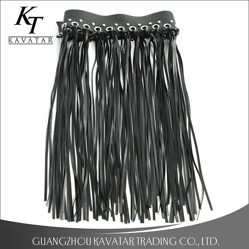 Fashion artificial eyelet leather lace,leather fringe trim for bags and shoes Eyelet belt