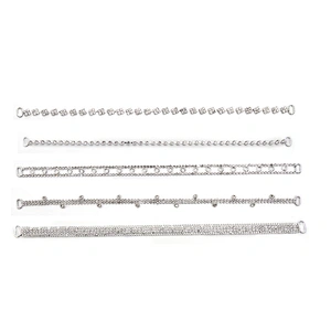 Wholesale Women Evening Party Dress Camisole  Plated tassel fringe alloy Rhinestone Chain Trim Bra Crystal Shoulder Strap