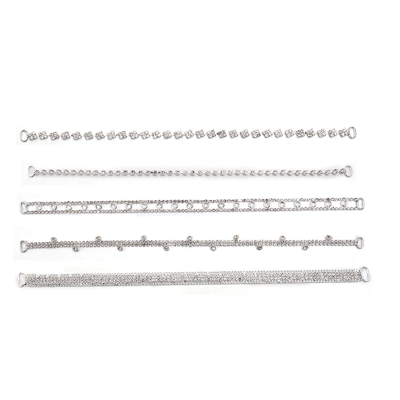 Wholesale Women Evening Party Dress Camisole  Plated tassel fringe alloy Rhinestone Chain Trim Bra Crystal Shoulder Strap