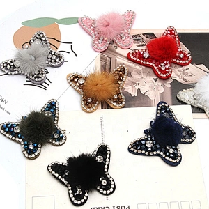 Christmas Cherry Flower Decorative Sew on Rhinestone Beaded Patches Wholesale patches for clothing