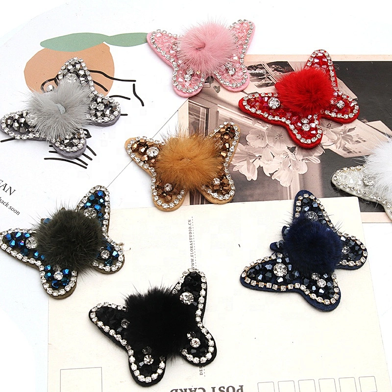 Christmas Cherry Flower Decorative Sew on Rhinestone Beaded Patches Wholesale patches for clothing