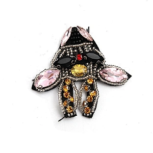 Christmas Cherry Flower Decorative Sew on Rhinestone Beaded Patches Wholesale patches for clothing