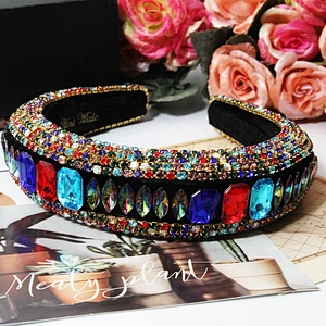Pink bead headband blue color pearl headband Bridal with hand sewn acrylic bead flower Hairbands bow latest hairband de bling