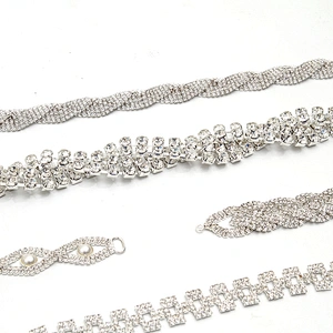 Wholesale Women Evening Party Dress Camisole  Plated tassel fringe alloy Rhinestone Chain Trim Bra Crystal Shoulder Strap