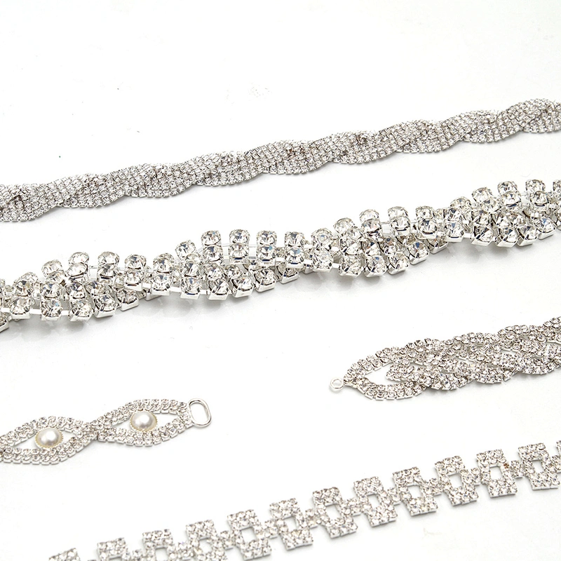 Wholesale Women Evening Party Dress Camisole  Plated tassel fringe alloy Rhinestone Chain Trim Bra Crystal Shoulder Strap