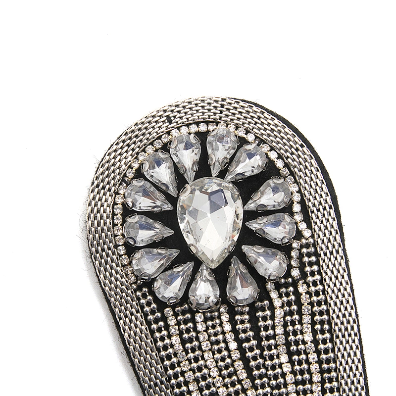 wholesale  designer badges cloth stickers Sew on for clothing accessories decoration 3D patch  rhinestone Metal Chain Tassel