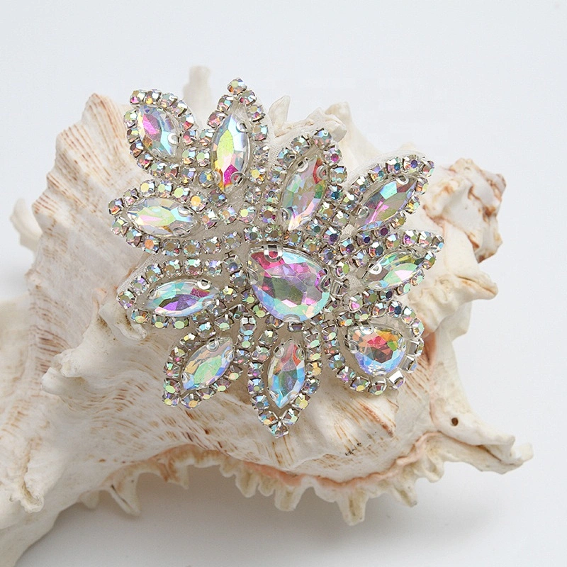 Christmas Cherry Flower Decorative Sew on Rhinestone Beaded Patches Wholesale patches for clothing