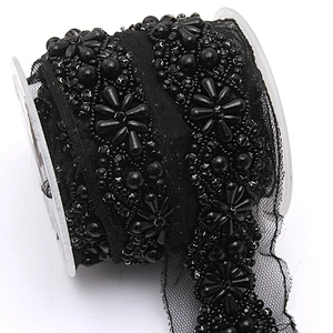 kavatar  wholesale new Handmade Bead lace Embroidered Tulle Trim wedding with Accessories Beads Crystals & Rhinestones