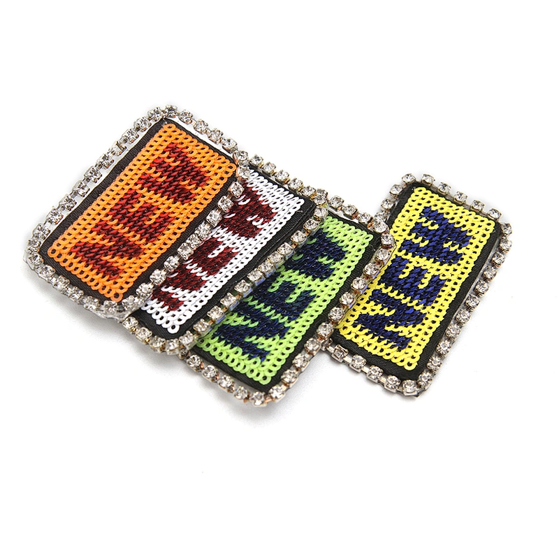 wholesale  designer badges patches cloth stickers Sew on for clothing accessories decoration 3D patch rhinestone sequin patch