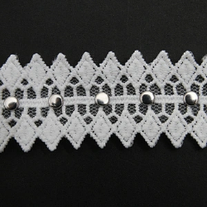 Wholesale 3cm Studs trim ribbon diy handmade costume dress sewing bead lace trim Design Rivets Trims