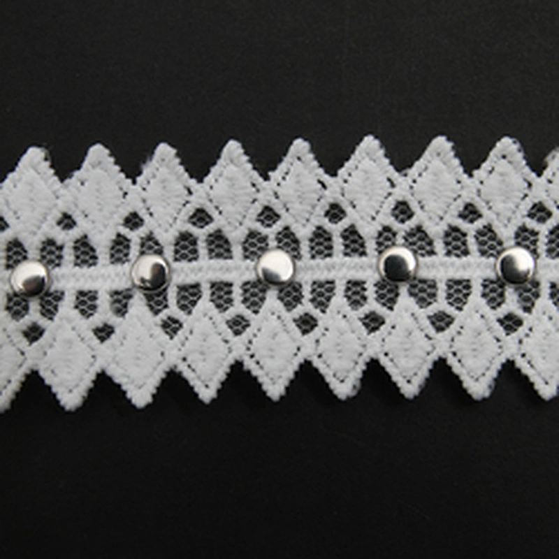 Wholesale 3cm Studs trim ribbon diy handmade costume dress sewing bead lace trim Design Rivets Trims