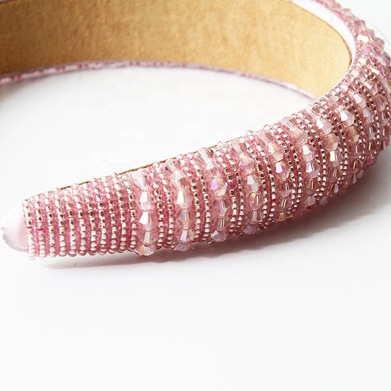 Manufacturer of direct colored beads with multi - colored gemstone hand sewn stylish temperament latest style hair hoops baroque