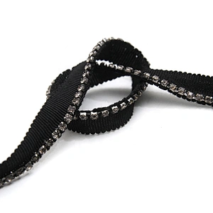New wholesale Chain lace trim Rhinestone 1.1 cm Sew-On  elastic lace trim Woven Lace trimmings for dresses