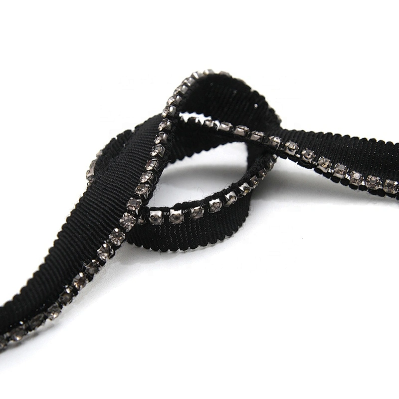 New wholesale Chain lace trim Rhinestone 1.1 cm Sew-On  elastic lace trim Woven Lace trimmings for dresses