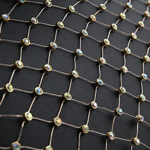 Newest fashion bling bling rhinestone mesh fabric rhinestones trim flat back for perspective clothes dresses bikini