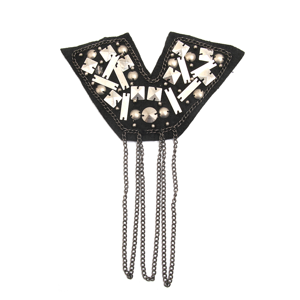 wholesale  designer badges cloth stickers Sew on for clothing accessories decoration 3D patch  rhinestone Metal Chain Tassel