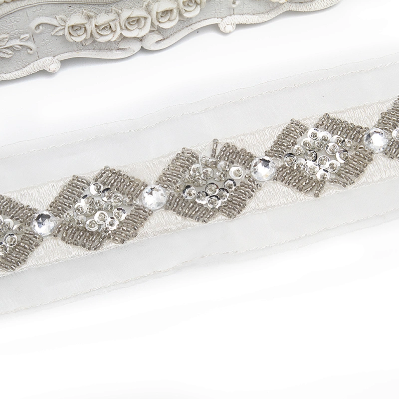 kavatar  wholesale new Handmade Bead lace Embroidered Tulle Trim wedding with Accessories Beads Rhinestones