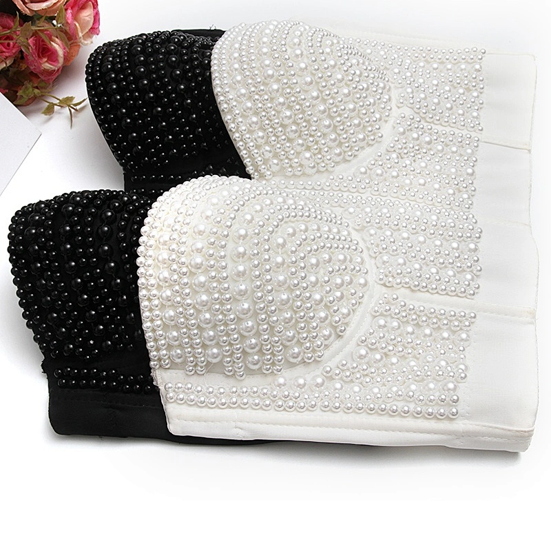 High corset crop top sexy black women's handmade rhinestone diamond sexy underwear fashion sexy underwear