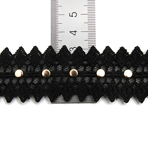 Wholesale 3cm Studs trim ribbon diy handmade costume dress sewing bead lace trim Design Rivets Trims