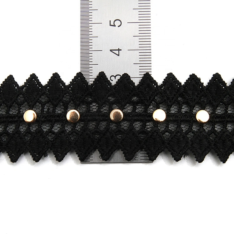 Wholesale 3cm Studs trim ribbon diy handmade costume dress sewing bead lace trim Design Rivets Trims