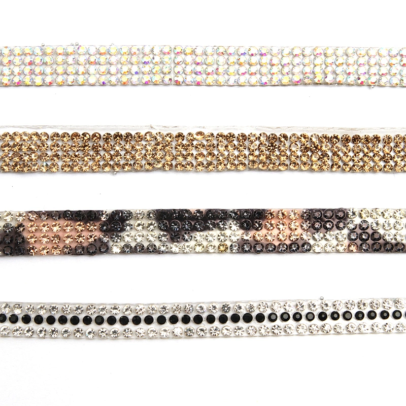 wholesale hot fix tape with rhinestone hot fix trimming chain glitter trim for DIY garment dresses Accessories
