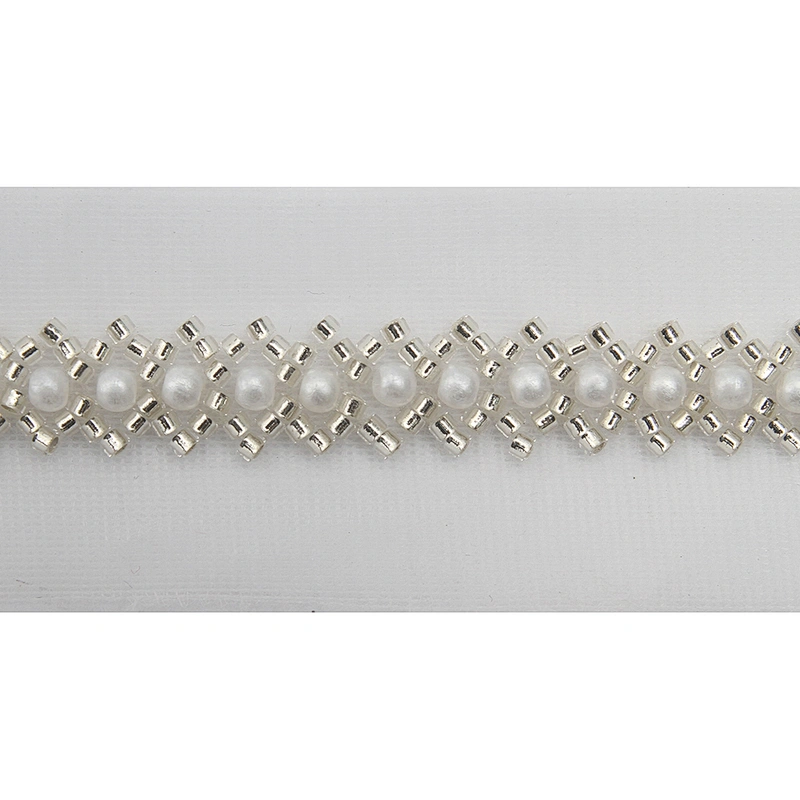 Wholesale Embroidery beaded lace trim 3.8 cm Mesh fabric lace trims beautiful White Accessories for dress 3D wedding Designer