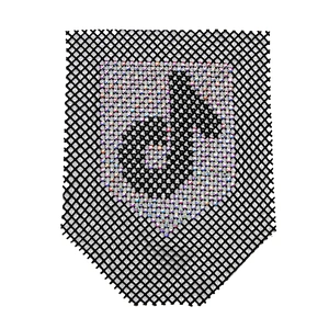 wholesale crystal  design rhinestone fabric mesh fashion  lace Letter Tiktok pattern with nude mesh flat back for clothing