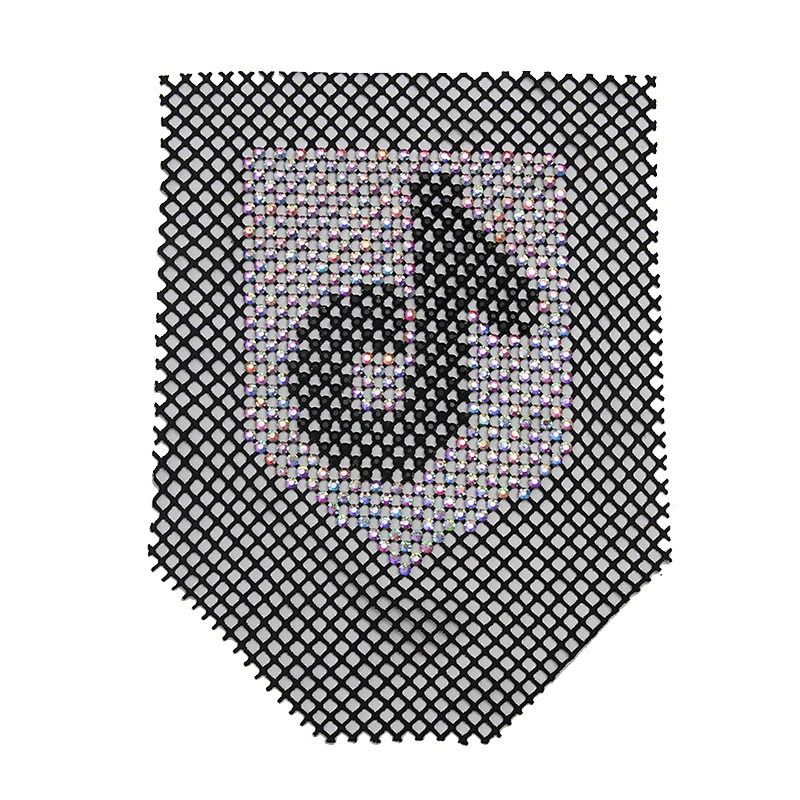 wholesale crystal  design rhinestone fabric mesh fashion  lace Letter Tiktok pattern with nude mesh flat back for clothing