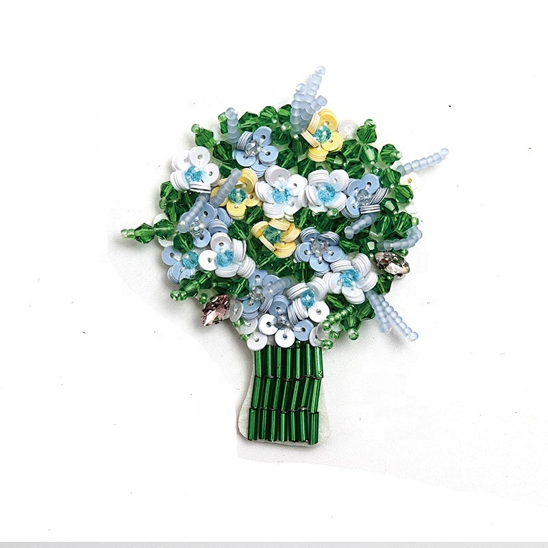 Christmas Cherry Flower Decorative Sew on Rhinestone Beaded Patches Wholesale patches for clothing