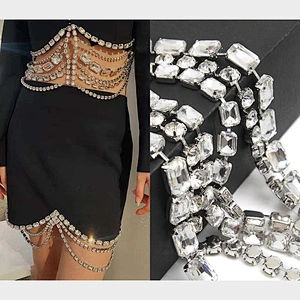 Wholesale Women Evening Party Dress Rhinestone Chain Trim crystal chain trim apparel Accessories