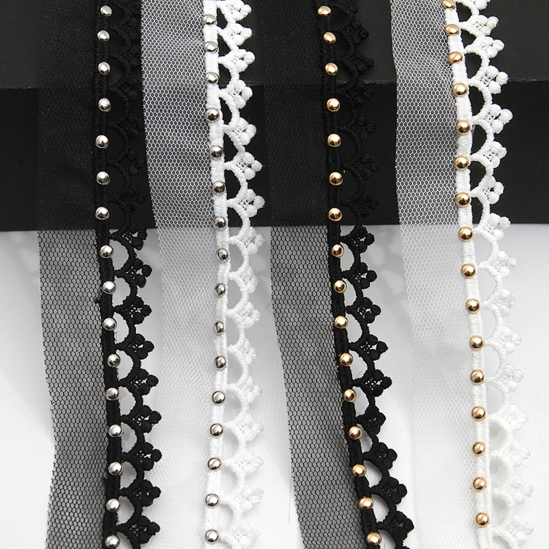 Wholesale 3cm Size Studs trim ribbon diy handmade costume dress sewing bead lace trim Design Rivets Trims