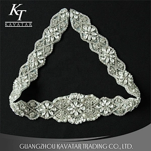Kavatar Custom Design Embroidered Wedding Beaded Rhinestone Applique Patches