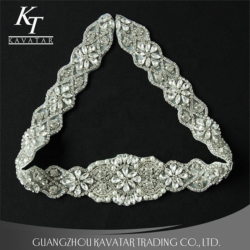 Kavatar Custom Design Embroidered Wedding Beaded Rhinestone Applique Patches